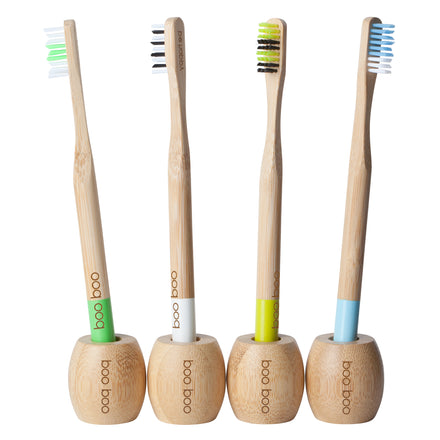 Bamboo Toothbrush with Bamboo Toothbrush Holders
